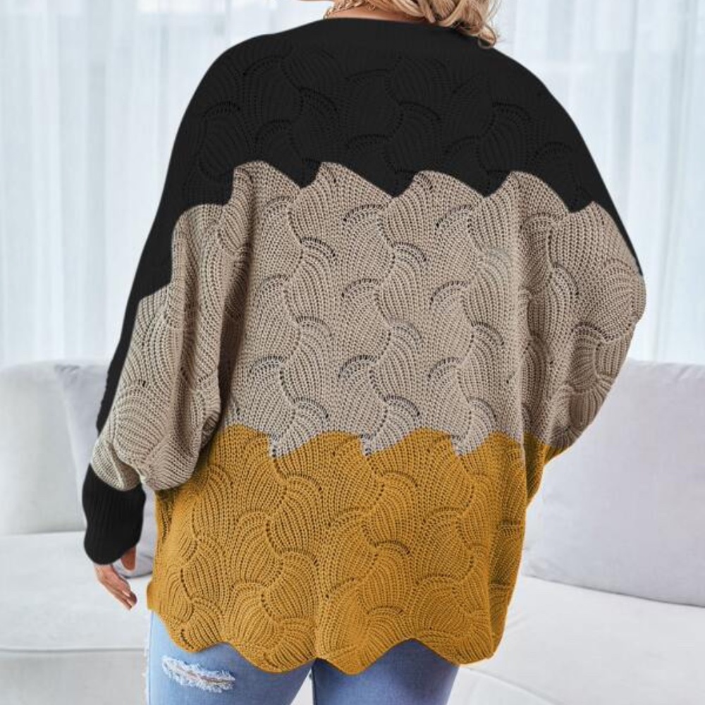 Plus Color Block Off shoulder Knit Sweater Top - Picture 4 of 5